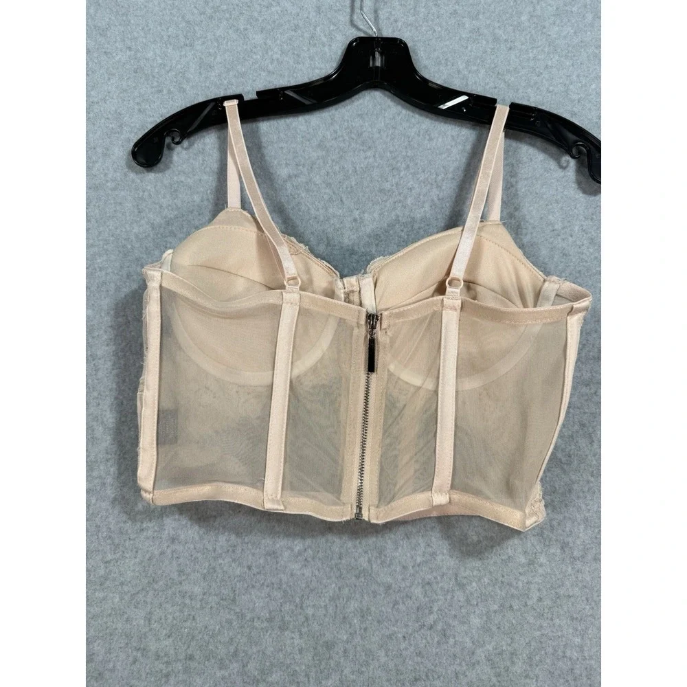 Cream‎ Lace Corset Bustier Top Bra Whimsigoth Style Mesh Underwire Small Bride